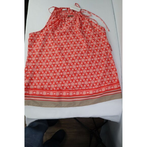 New York & Co peach& beige Sleeveless Top with adjustable tie Neckline Size‎ XL - Picture 9 of 13